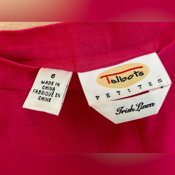 Talbots Petites Pants women’s fruit fruits hot pink Irish linen size 6 - Picture 3 of 4